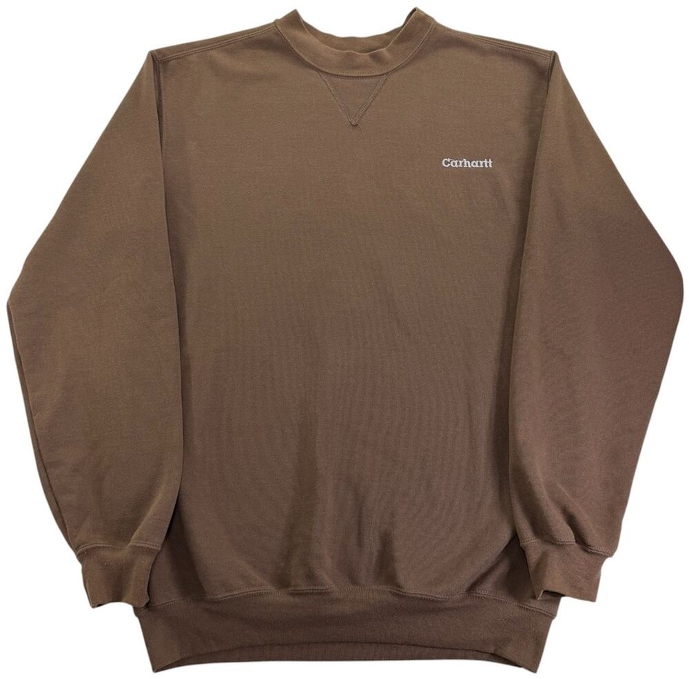 Vintage 90s Carhartt Brown Crewneck Men's Medium Pullover Workwear Sweatshirt
